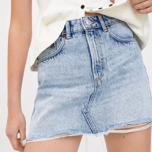 Zara blue high waisted denim skirt